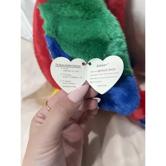 Ty Beanie Buddies Jabber Parrot Stuffed Plush Tylon 10" 1999 Retired Buddy Baby - Picture 3 of 5